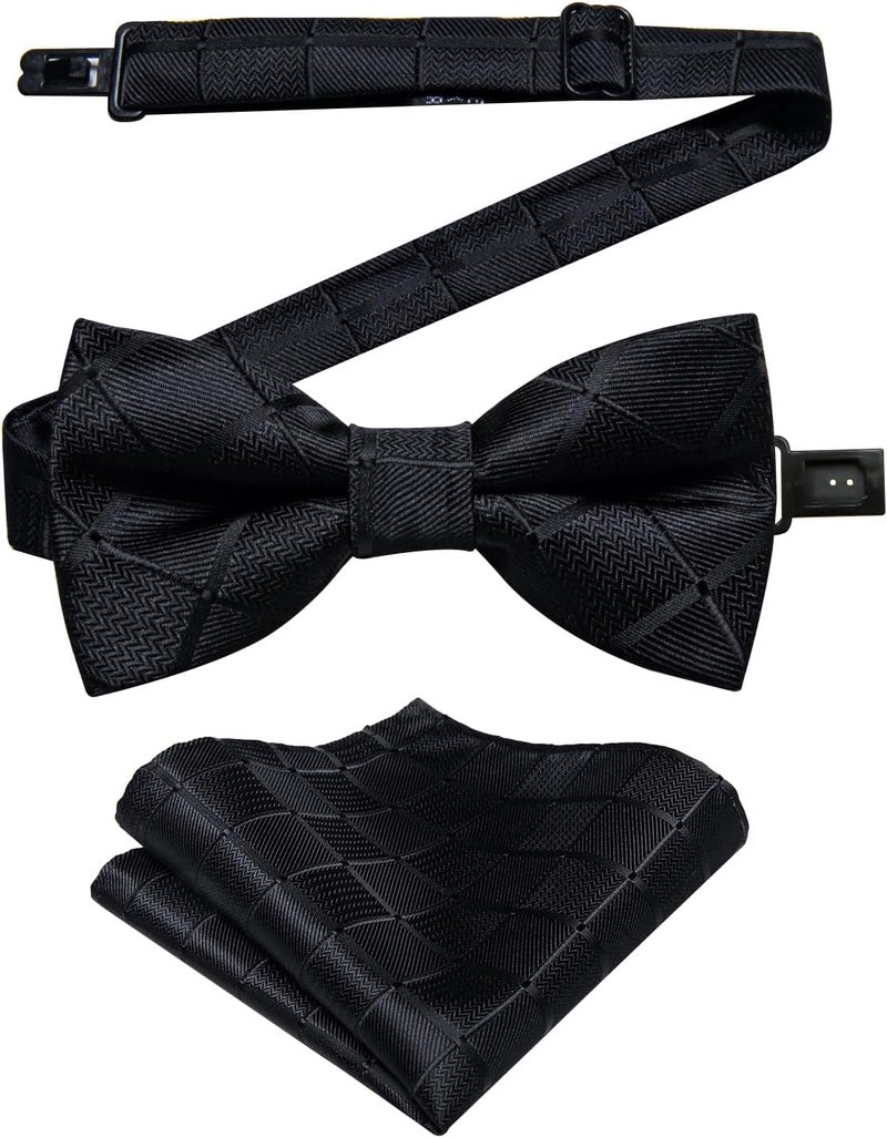 DiBanGu Boys Pre-tied Bow Tie,Silk Adjustable Bowtie and Pocket Square for Age 8-14 Kids Bowtie Wedding School Ceremony Party - Image 1